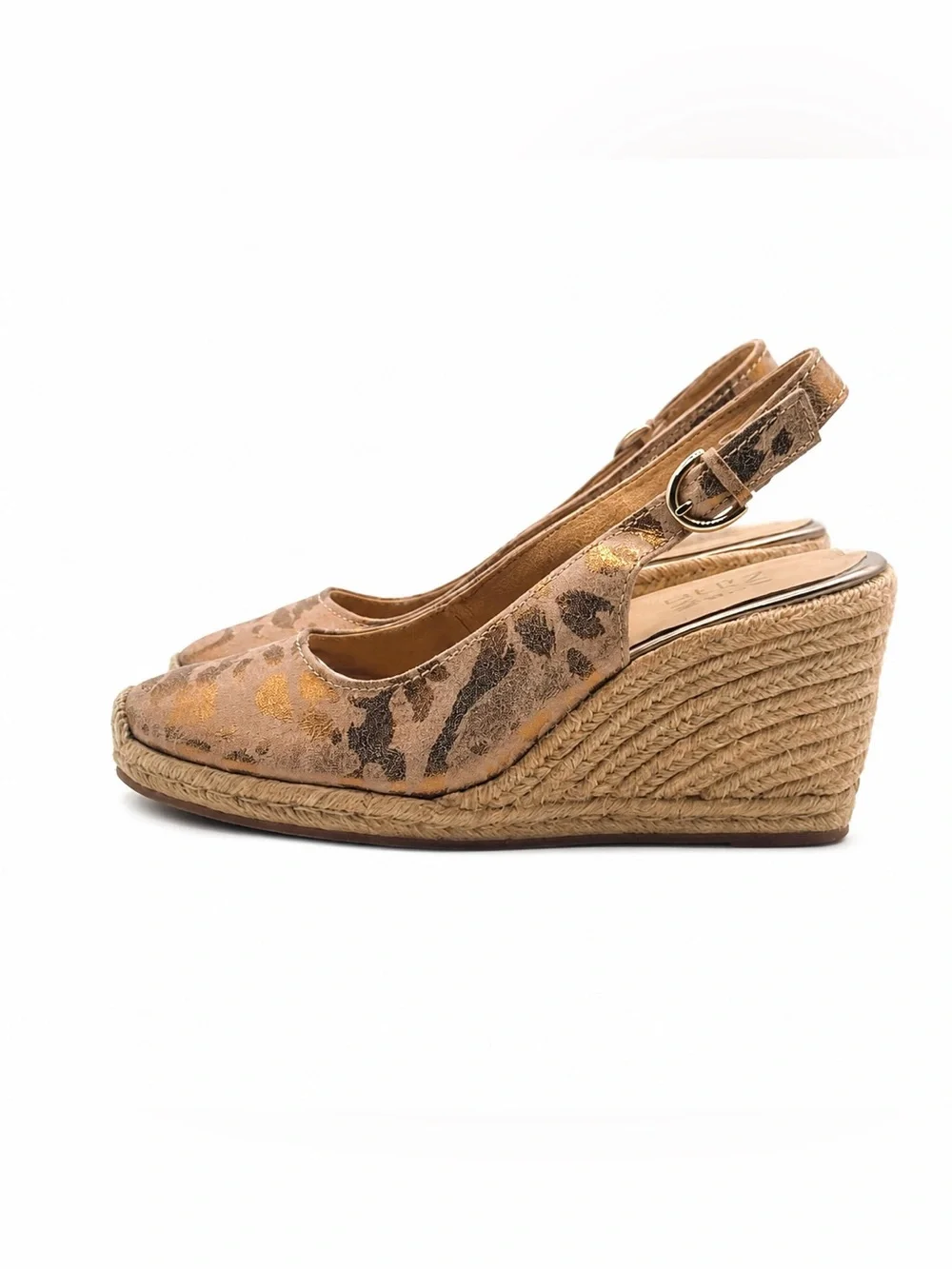 Naturalizer Metallic Floral Espadrille Wedge Slingback Shoes Closed Toes Comfort